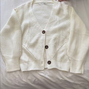 Angashion Women's Cream Button-Up Cardigan
